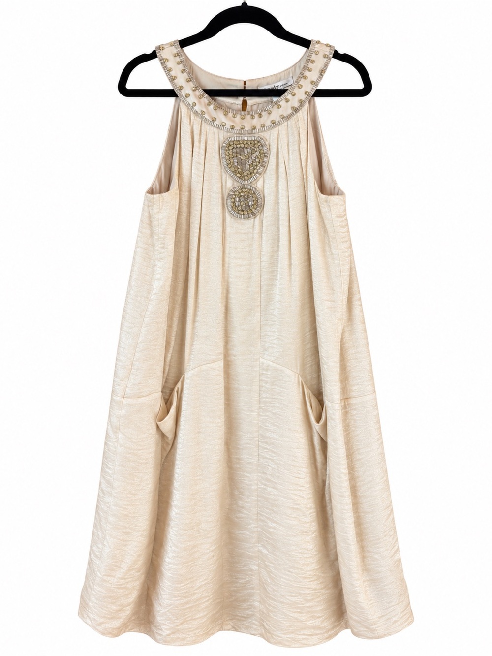 Laundry by Design Cream Beaded Embellished Pocket Mini Dress Size 10
